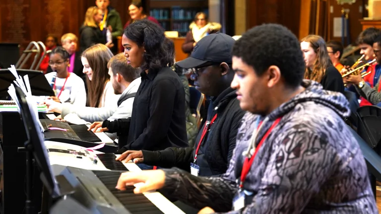 young people attending music workshop