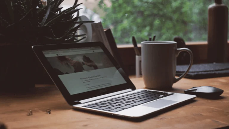 A laptop on a desk