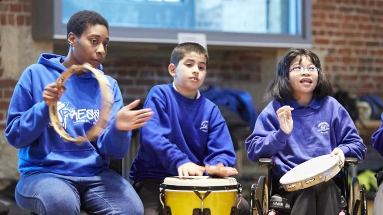 Students playing instruments 